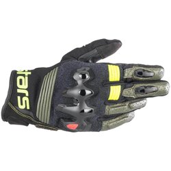 Alpinestars Halo Motorcycle Gloves [Colour Option: Forest Green/Black/Fluro Yellow] [Size: Small]