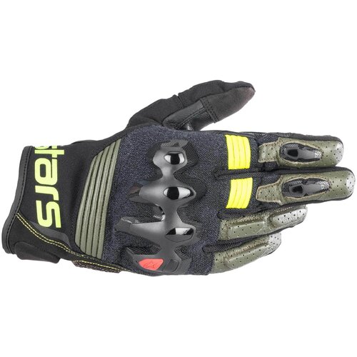 Alpinestars Halo Motorcycle Gloves [Colour Option: Forest Green/Black/Fluro Yellow] [Size: Small]