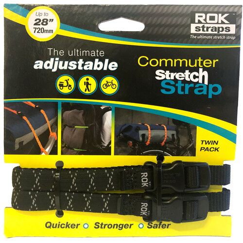 Rok Straps Adjustable Commuter Straps Twin Pack 12" to 28" [Colour Option: Black Reflective]